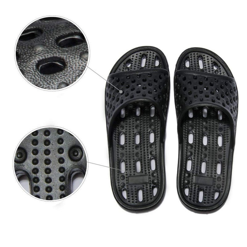WOTTE Shower Sandals Women Quick Drying Bath Slippers Non Slip Dorm Shoes Size 9 Black - Image 4